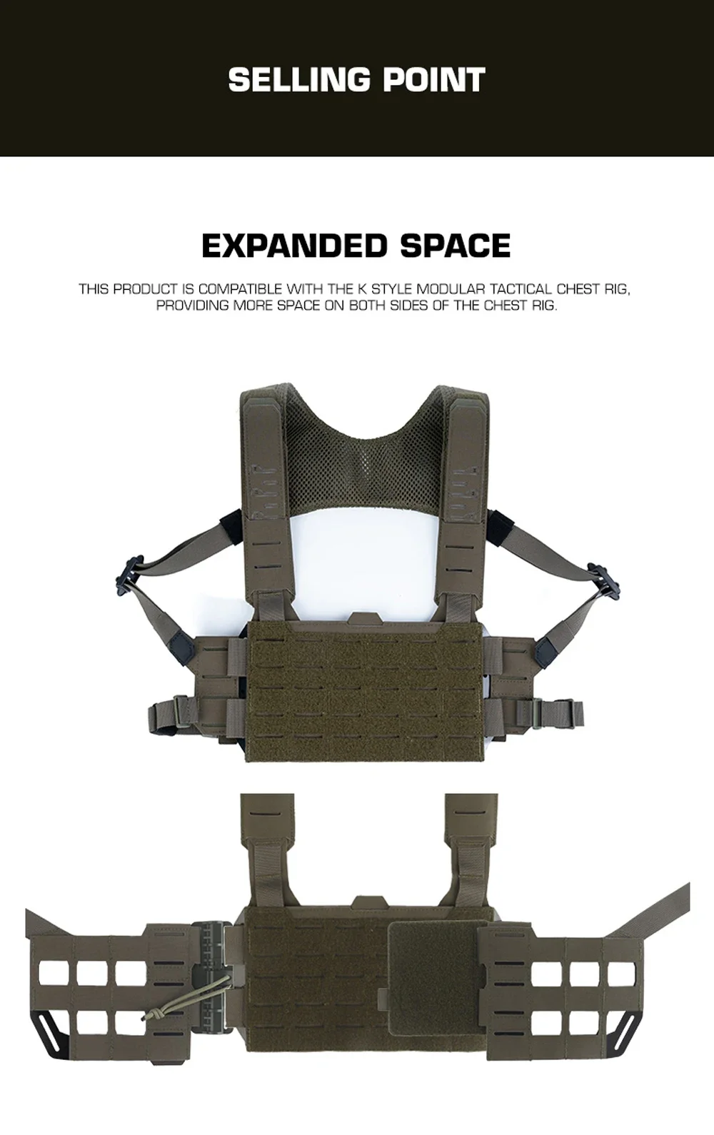 Detalle del sistema de expansión para chaleco MOLLE