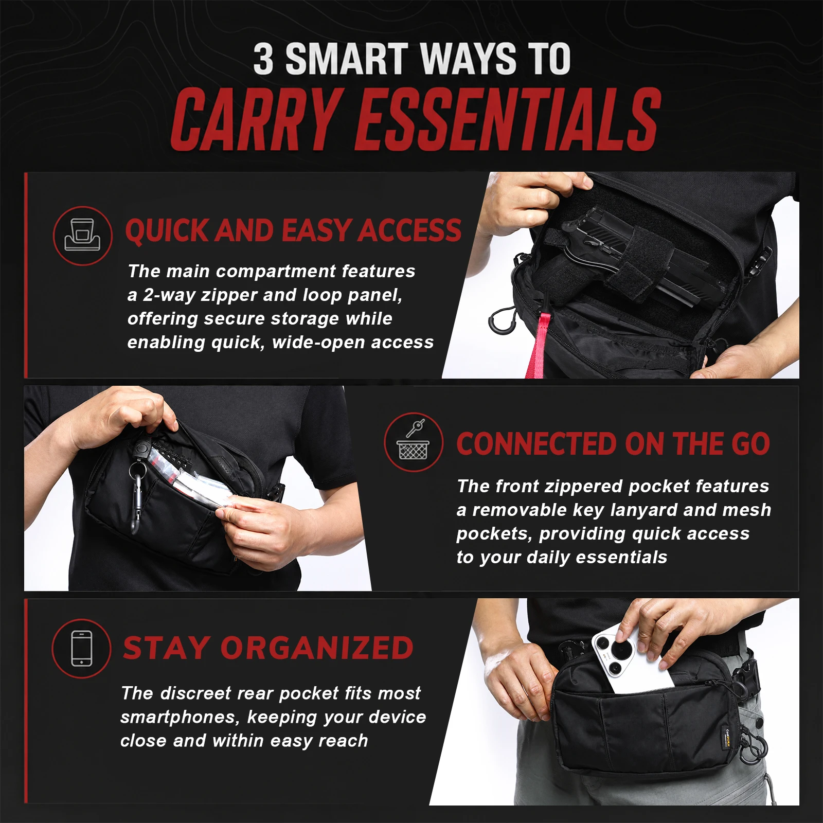 Riñonera táctica VOTAGOO EDC oculta para cinturón y viajes - imagen 2