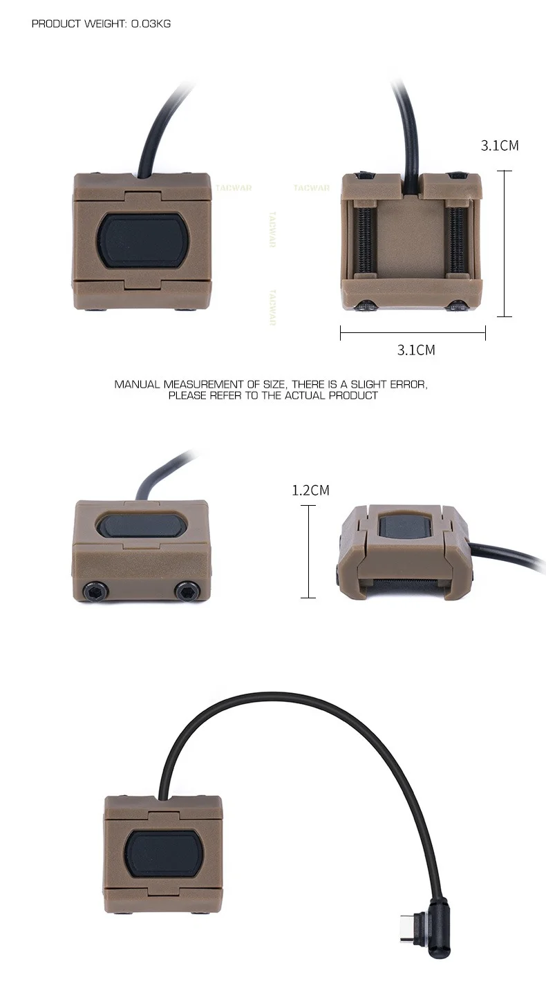 Vista del interruptor y conector USB-C
