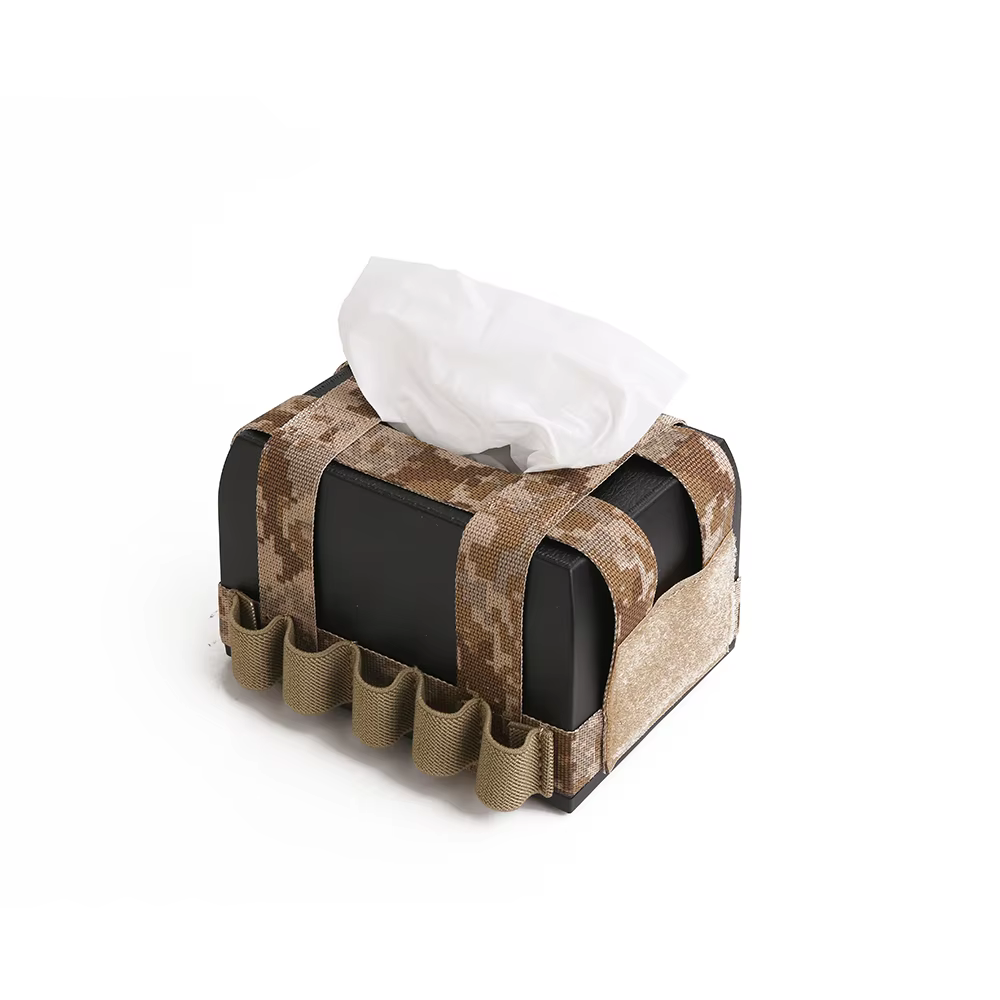 Caja de pañuelos táctica Emersongear con cubierta fija MOLLE en vista frontal
