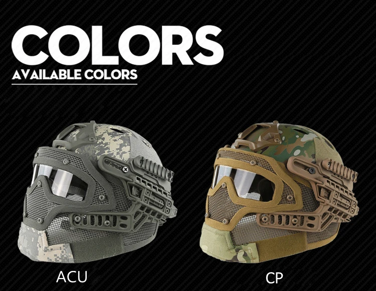 Casco táctico demeysis mostrando cobertura total y lente HD frontal