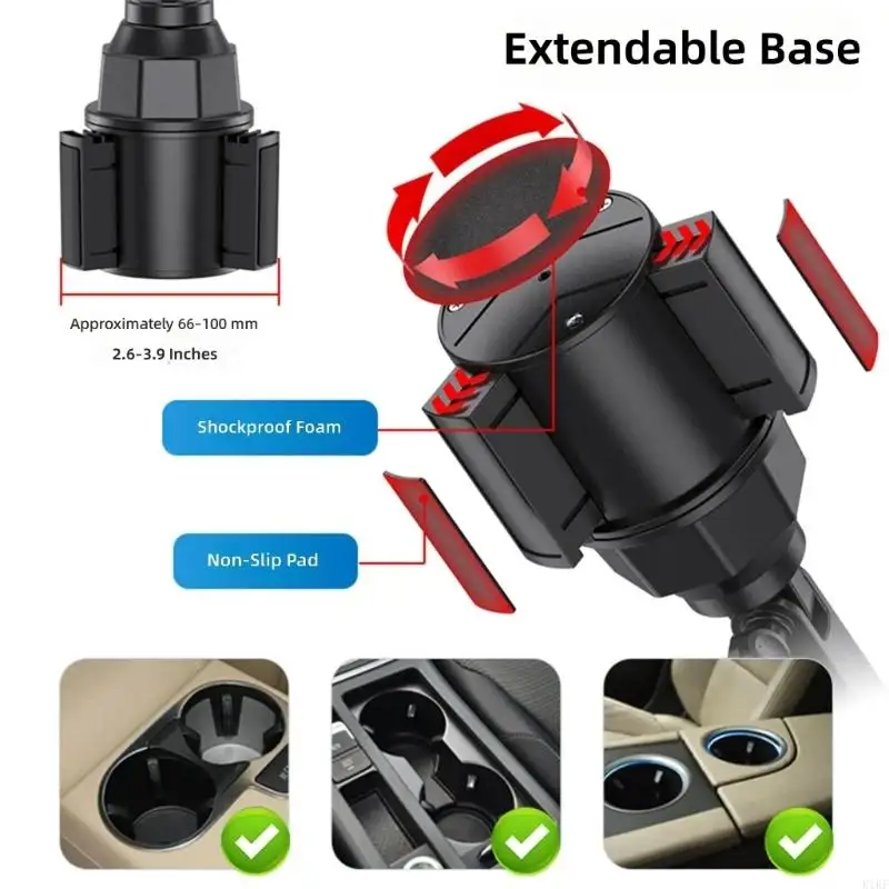 Soporte para tablet en coche ajustable con base universal de vasos - imagen 2