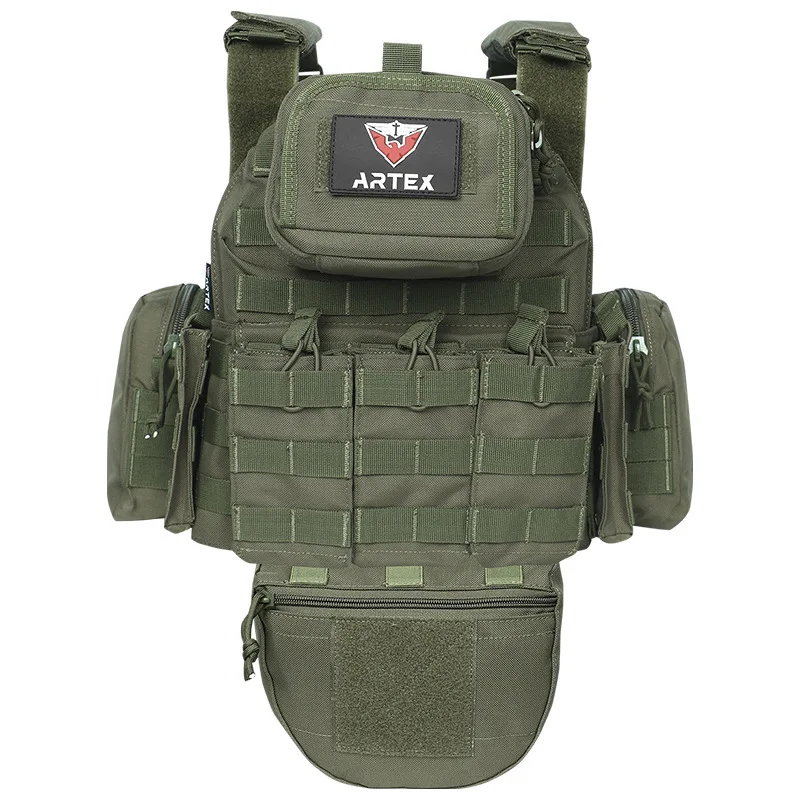 Chaleco táctico camuflaje con portaplacas y bolsas MOLLE