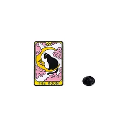 Pin esmaltado de tarot Luna Sol con gato lobo