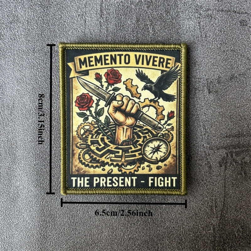 MEMENTO VIVERE Parche táctico bordado con gancho y bucle - imagen 4