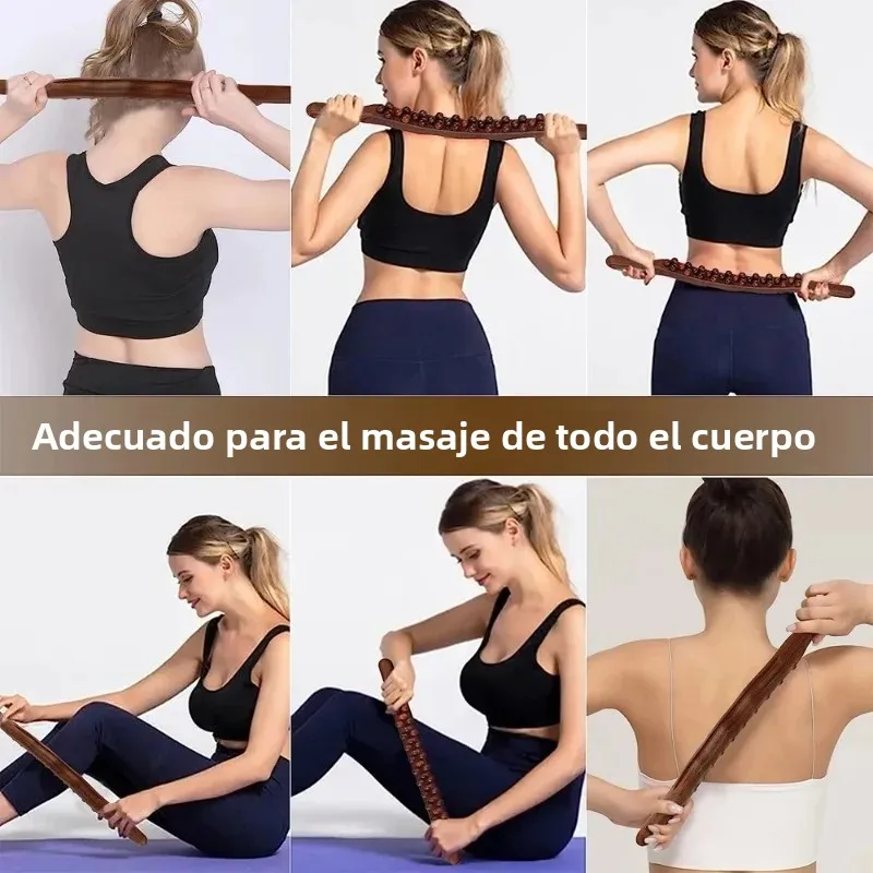 Barra masaje madera drenaje linfático alivio cervical y lumbar