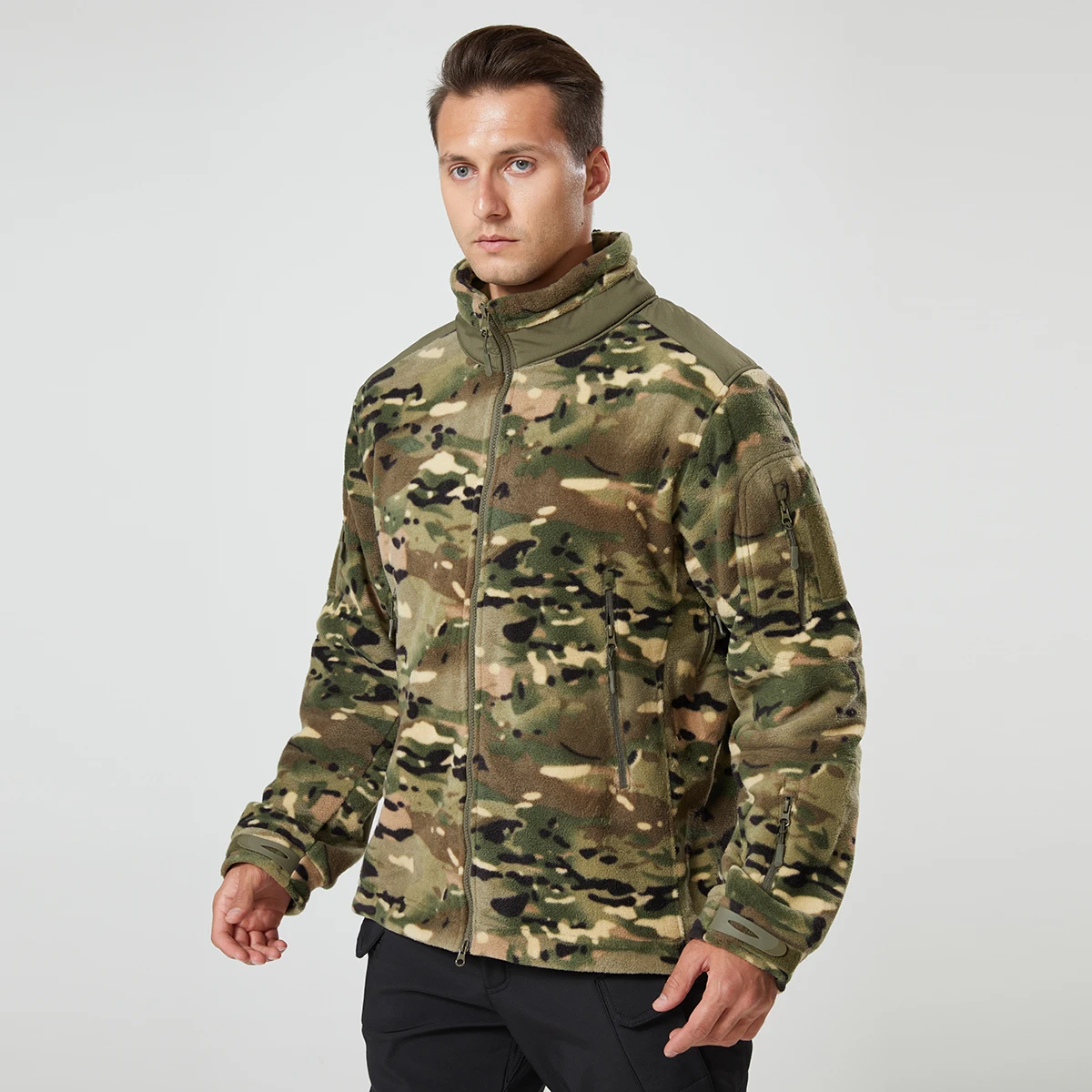 Chaqueta táctica airsoft de lana camuflaje cortavientos caza hombre - imagen 4