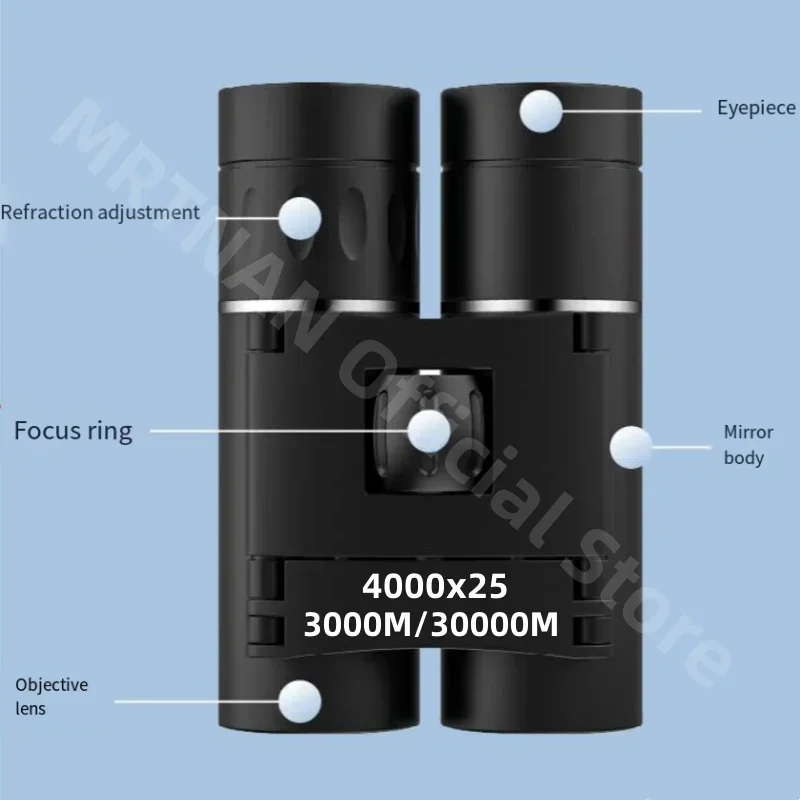 Binoculares de largo alcance HD 4000x25 plegables con zoom y baja luz - imagen 3