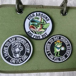 Parches de moral bordados de pez y rana con velcro para equipo táctico