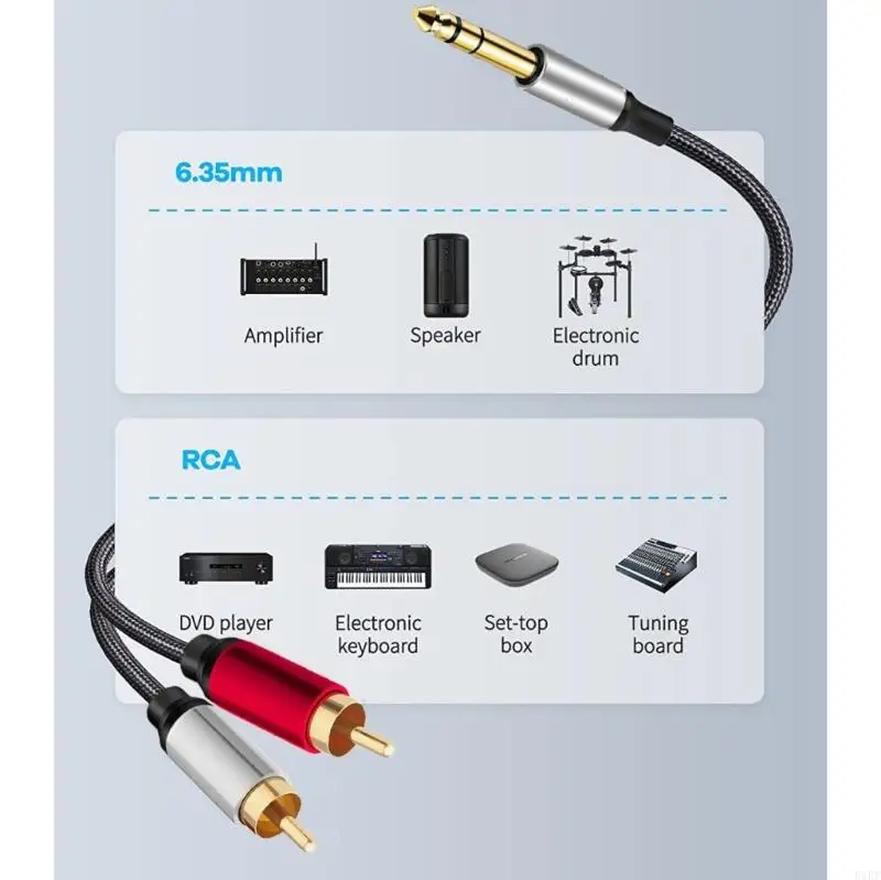 Cable divisor TRS 6,35mm estéreo a 2 RCA macho - imagen 4