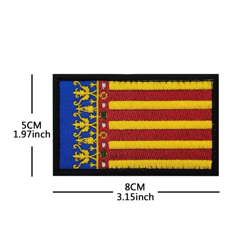 Parche bordado bandera de España velcro gancho y bucle cruzado burdeos - imagen 4