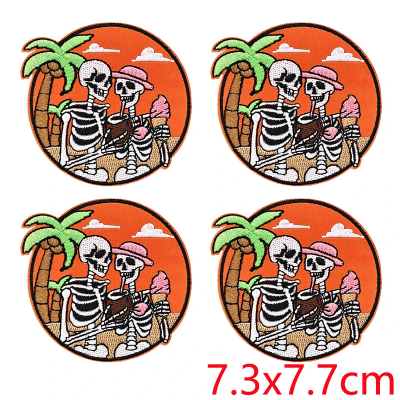 Parches Bordados Calaveras Surferas – Termoadhesivos Retro para Coser - imagen 3