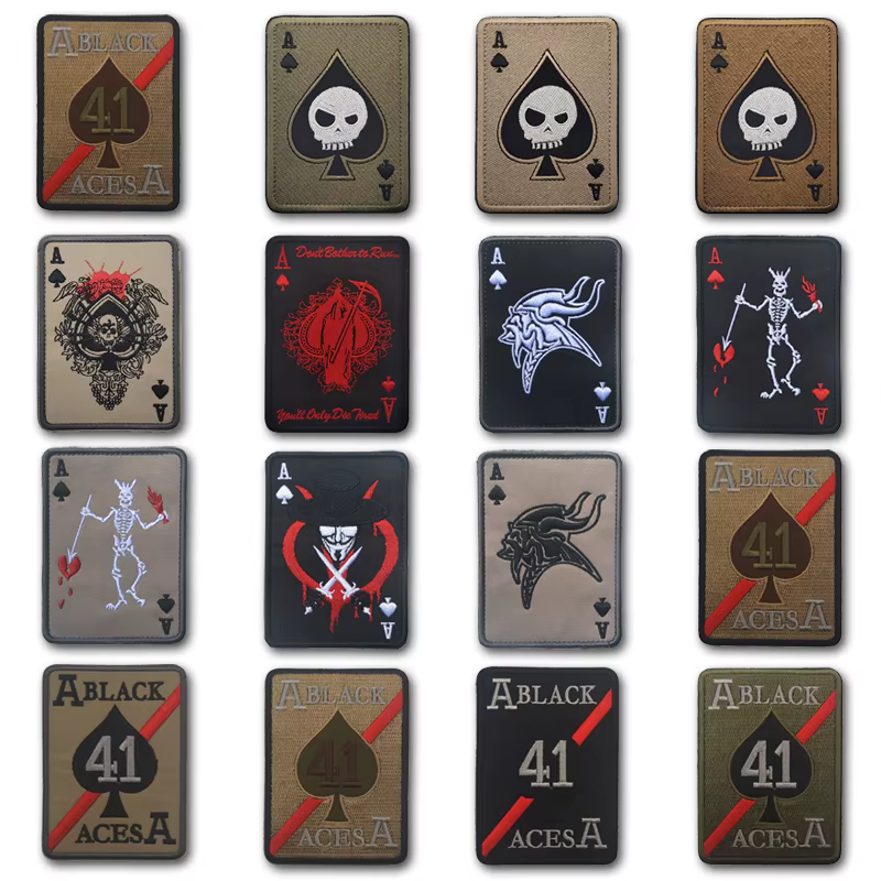 Parche bordado estilo punk – Muerte cartas para equipo táctico MOLLE