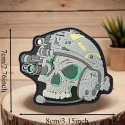 Parche táctico PVC visión nocturna calavera con velcro para mochila