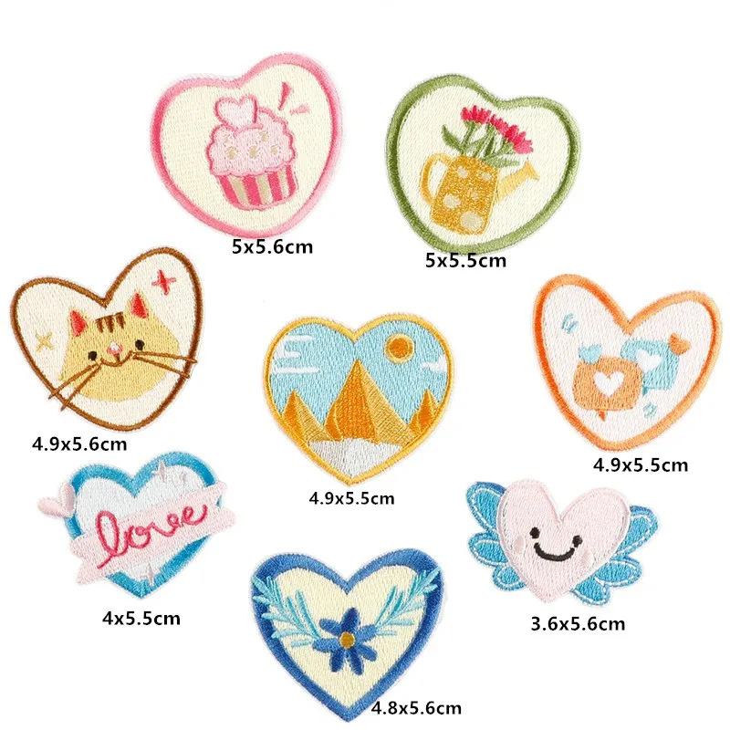 Parches adhesivos bordados corazón y flor de gato para ropa - imagen 5