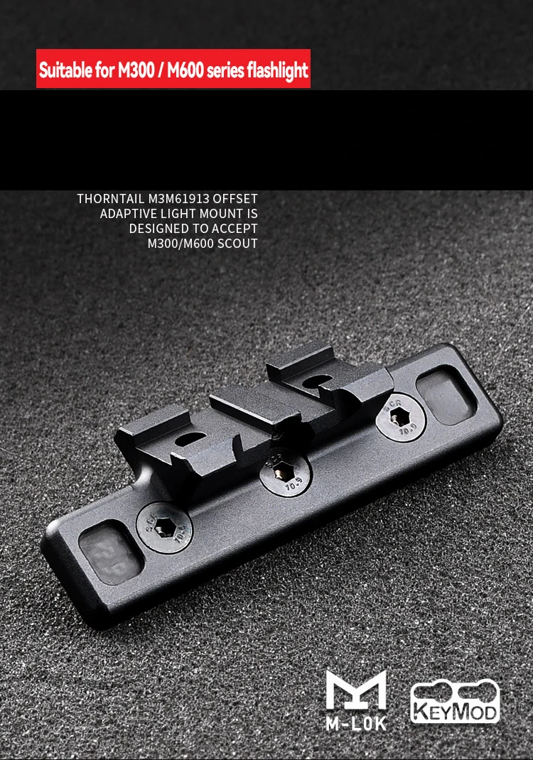 Soporte táctico WADSN Thorntail2 instalado en rail Mlok