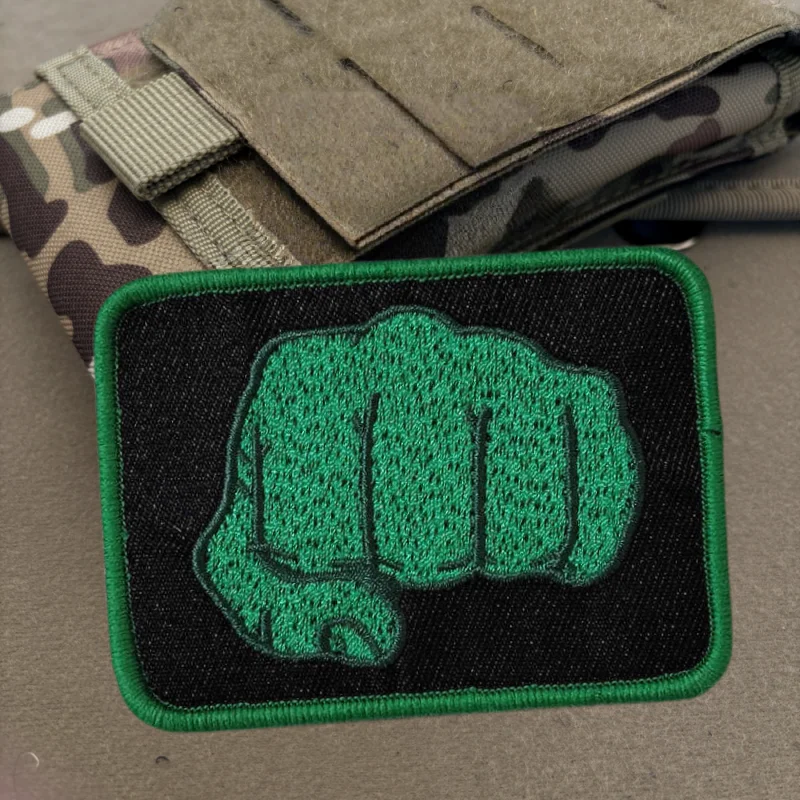 Parche táctico bordado puño verde con velcro gancho y bucle - imagen 5