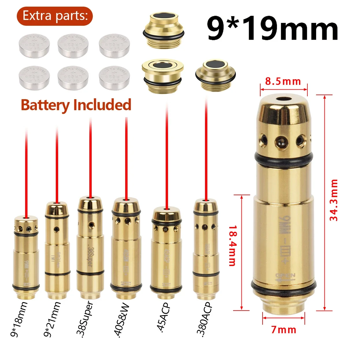 Caza Boresighter láser 9mm .40 S&W .223 Remington G17 G19 G43 - imagen 4
