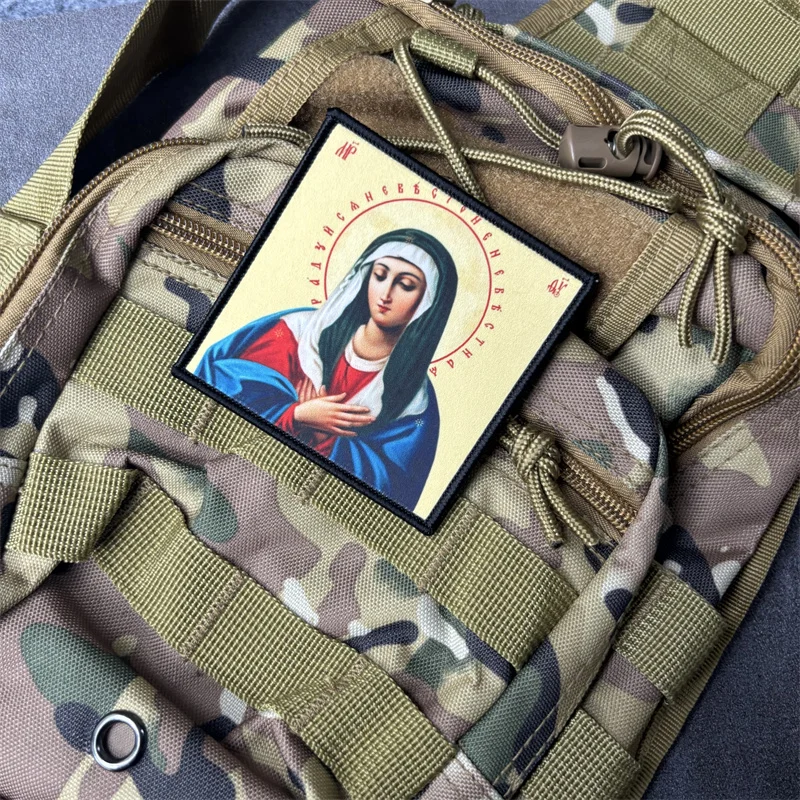 Parche táctico Virgen María, velcro gancho y bucle para ropa - imagen 3