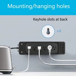 Regleta eléctrica con protección contra sobretensiones y cable largo