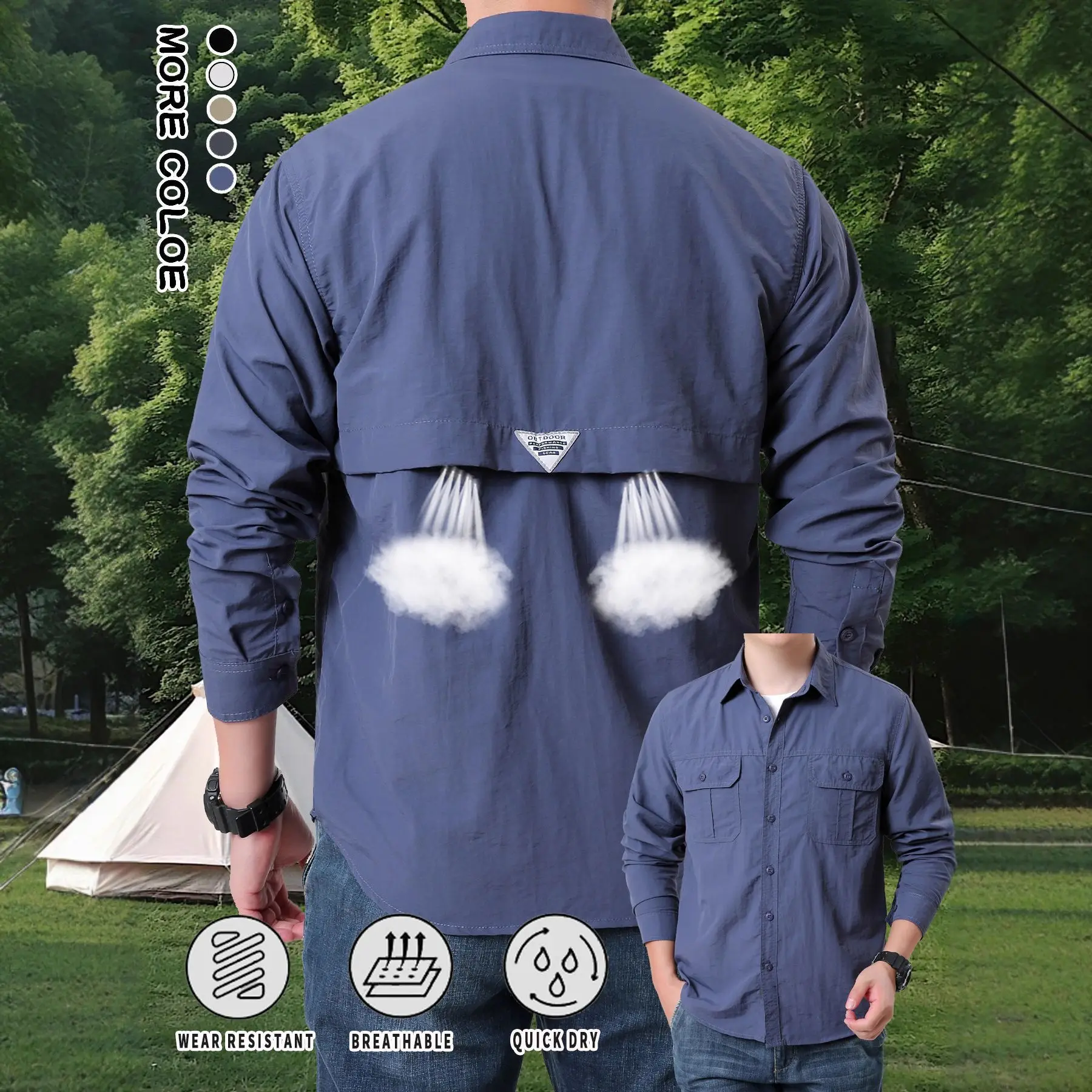 Camisa de secado rápido manga larga transpirable malla trasera - imagen 4