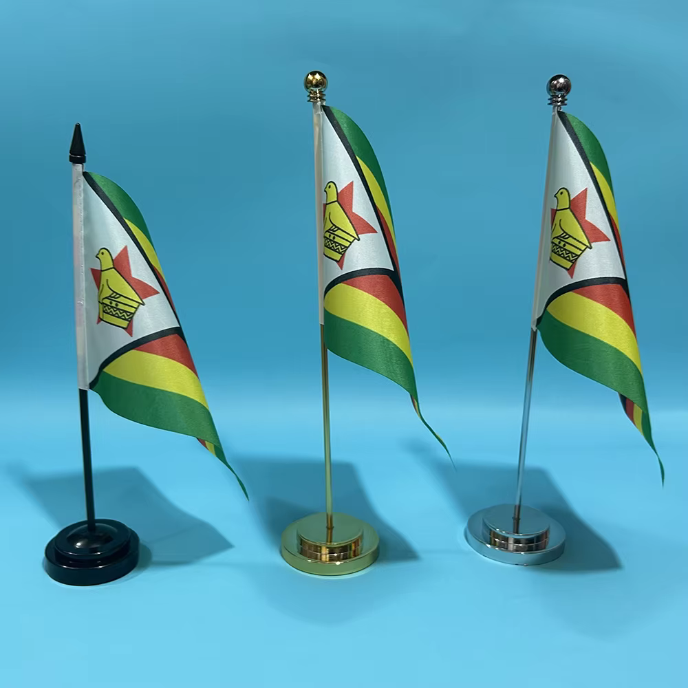 Bandera de escritorio Zimbabue sobre base