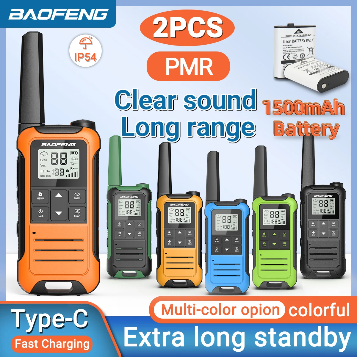 Walkie talkie PMR Baofeng F22 mini recargable USB-C portátil - imagen 5