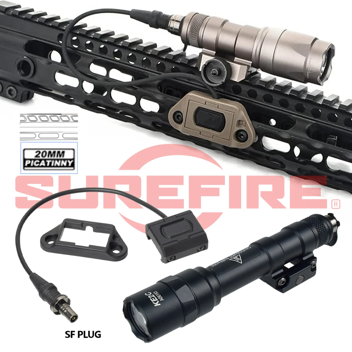 Linterna táctica para rifle M-LK Keymod Picatinny 20mm remoto - imagen 2