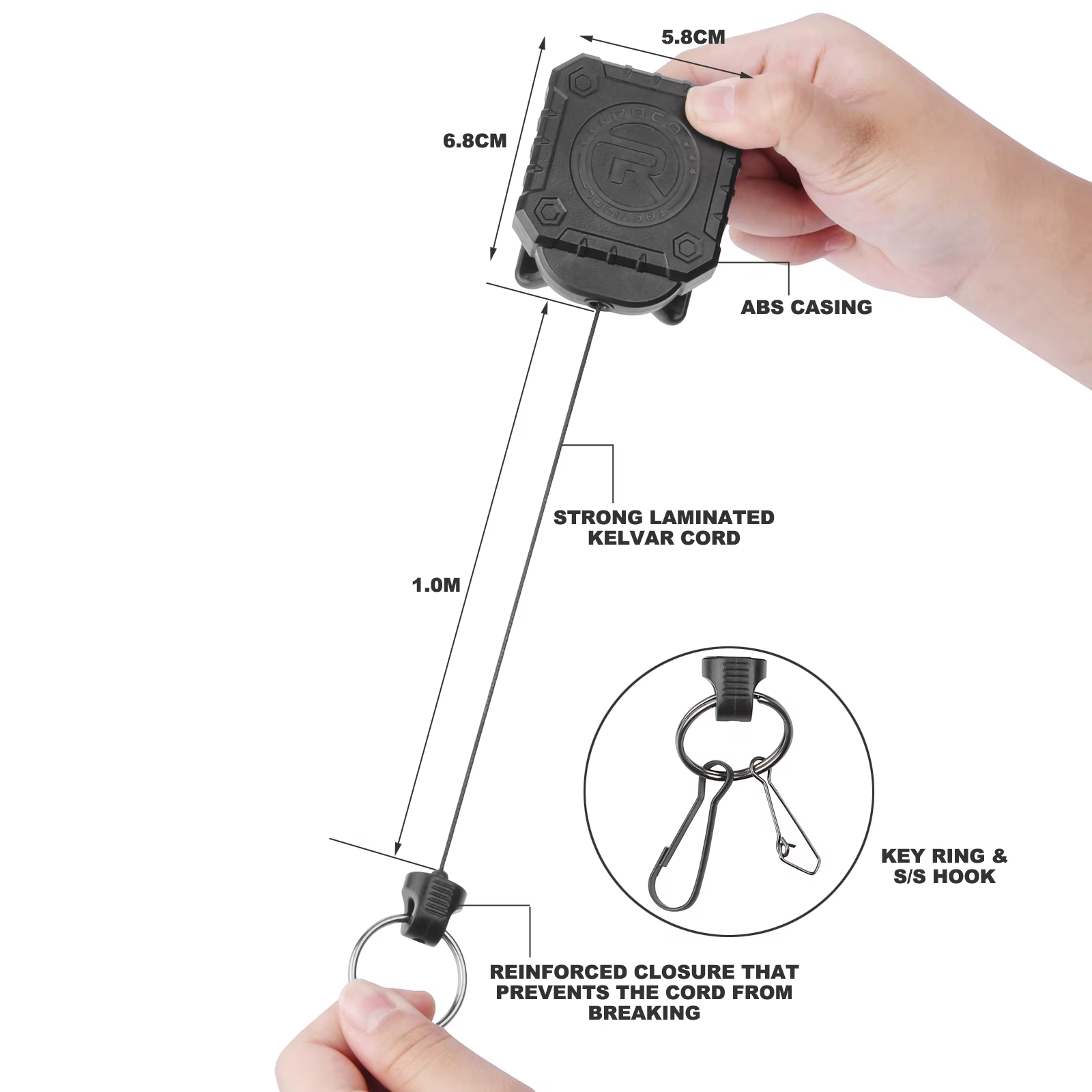 ROCOTACTICAL Carrete retráctil MOLLE para llaves y mosquetón - imagen 2