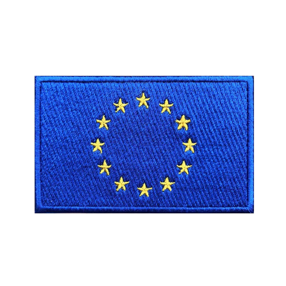 Parche bandera UE bordado – insignia militar con gancho y bucle