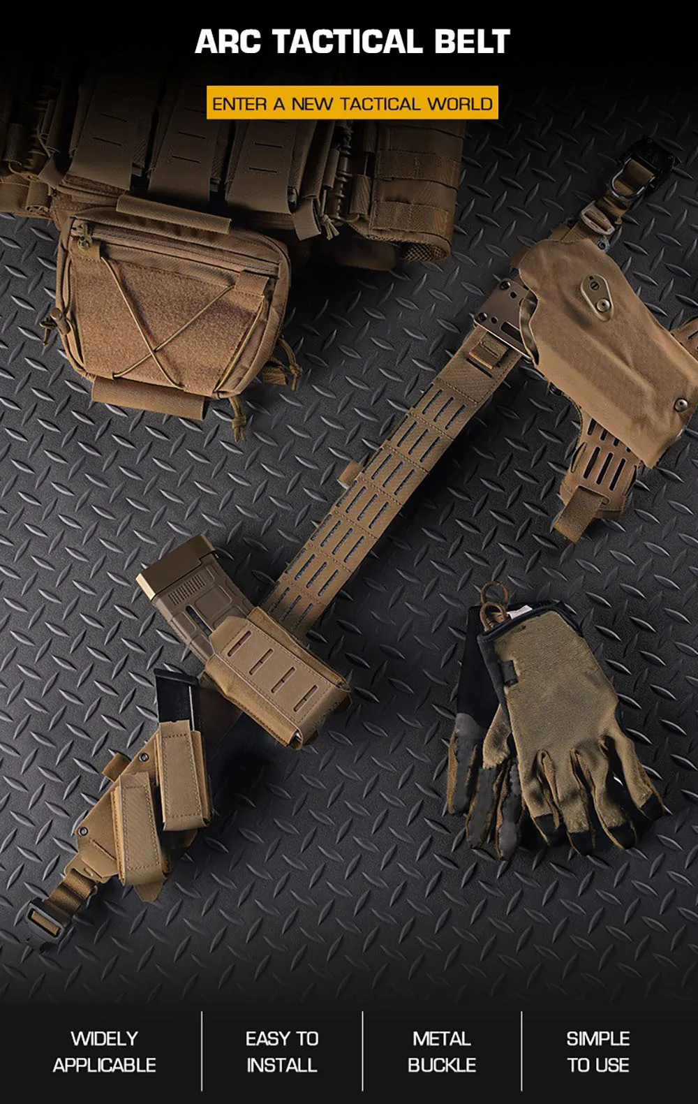 Cinturón de caza SINAIRSOFT ARC en configuración táctica