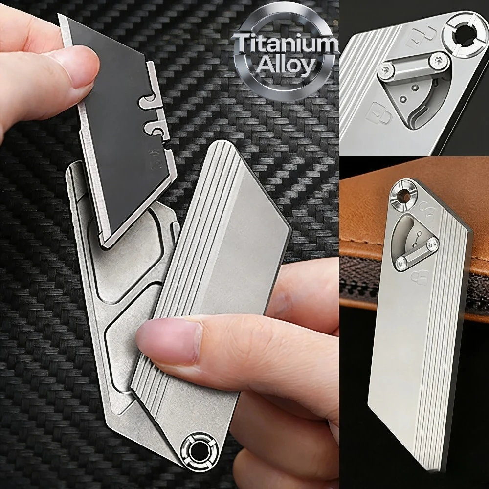 Cuchillo EDC multifunción de titanio mini para campismo y caza - imagen 4