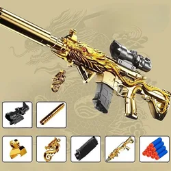 Pistola de juguete con dragón dorado, mira telescópica y balas blandas