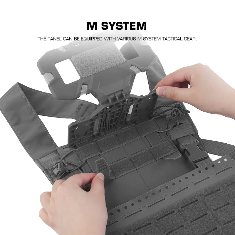 Porta teléfono táctico MOLLE – Panel chest rig navaja y batería - imagen 3