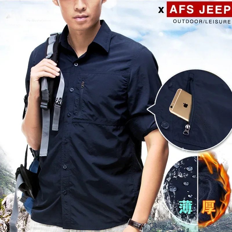 Camisa militar hombre algodón primavera manga larga lisa bolsillos - imagen 5