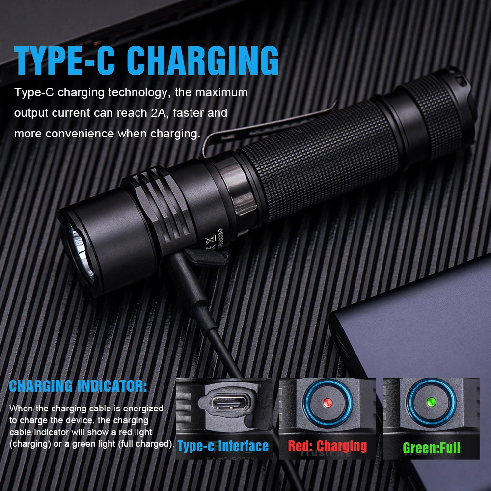 Linterna táctica Trustfire T11R LED 1800 lúmenes USB-C 18650 - imagen 5