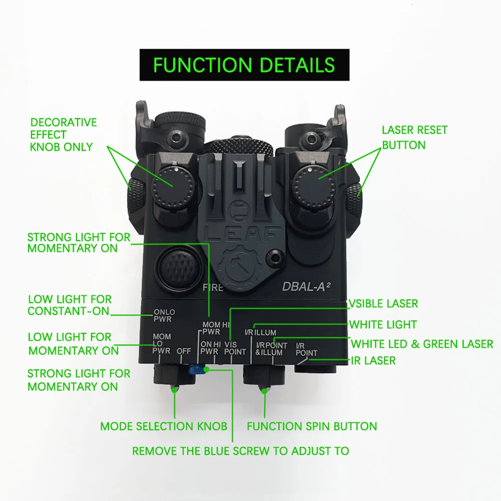 DBAL-A2 luz láser infrarroja Airsoft, doble visible/IR verde