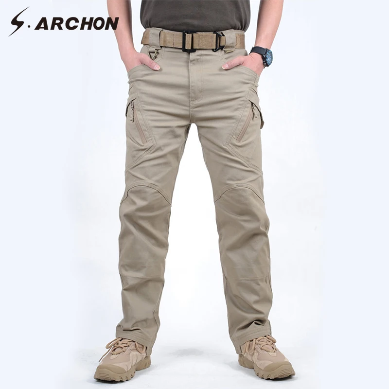 IX9 Pantalones tácticos cargo – Algodón 97% varios bolsillos elásticos - imagen 2