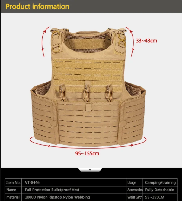 Chaleco táctico YAKEDA con plaques y sistema MOLLE