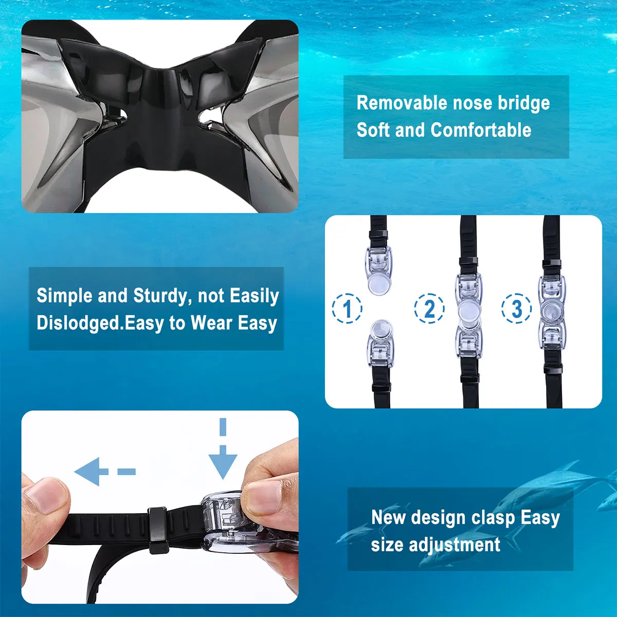Gafas natación silicona protección UV antiniebla – Adulto ajustable - imagen 4