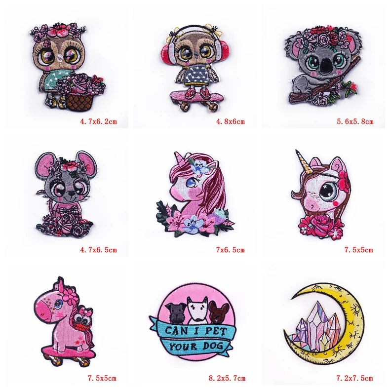 Parche termoadhesivo bordado unicornio y koala infantil